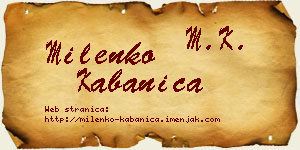 Milenko Kabanica vizit kartica